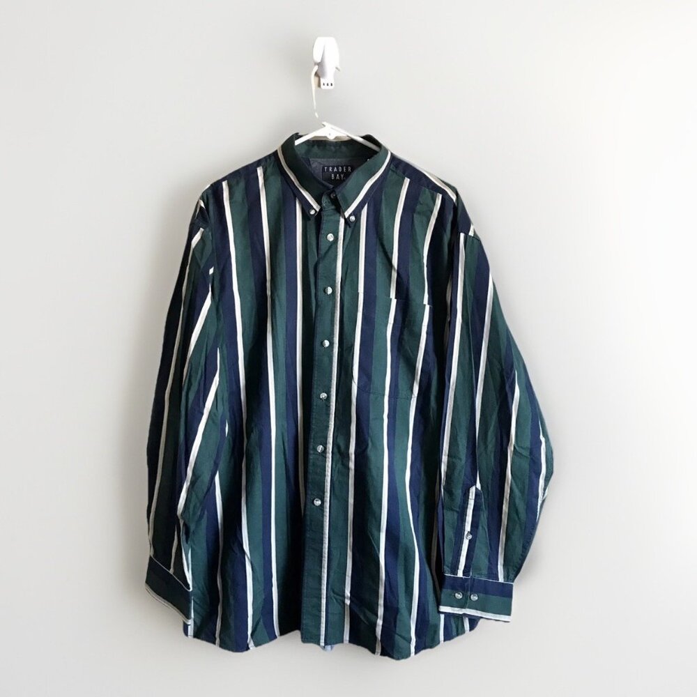 Men’s Trader Bay Brushpopper Shirt Long Sleeve Striped Button‎ Up Size XL
